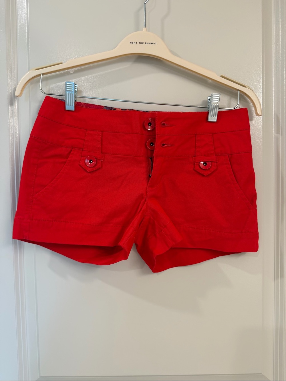 Boom Boom Jeans Women's Red Low-Rise Cotton Jean Shorts SZ 5 Y2K Vintage